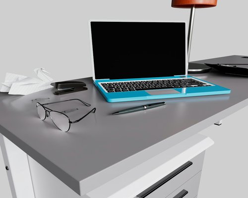 Ergonomic desk setup illustration